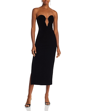 Shop Bardot Lilah Velour Midi Dress In Black