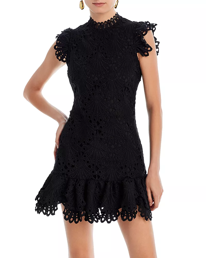 Aqua Mock Neck Lace Shift Dress - Exclusive