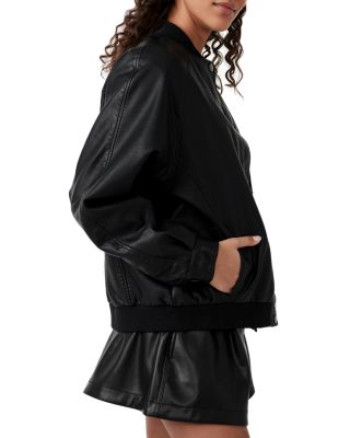 Veste Bomber Free People Noir – Taille XS, Satin, Occasion Parfait état