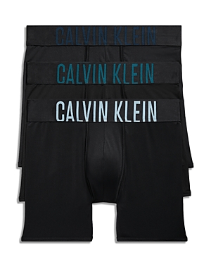 Shop Calvin Klein Intense Power Boxer Briefs, Pack Of 3 In Black W/ Atlantic Deep/blueberry/aquatic Logos