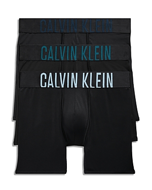 Calvin Klein Intense Power Boxer Briefs, Pack Of 3 In Black W/ Atlantic Deep/blueberry/aquatic Logos