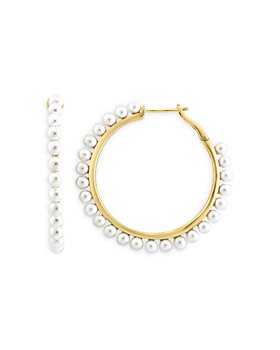 Bloomingdale's - Freshwater Pearl Hoop Earrings in 14k Gold