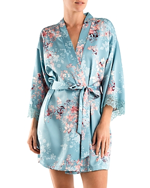 Shop In Bloom By Jonquil Fernwood Lace Trim Wrap Robe In Adrian Blue