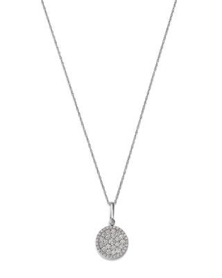 Bloomingdale's Fine Collection Black Onyx and Diamond Circle Pendant Necklace in 14K White Gold, 18