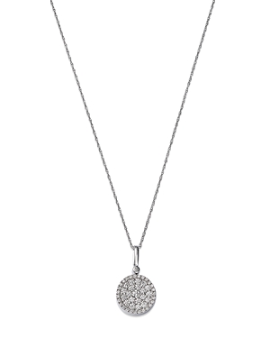Bloomingdale's Black Onyx And Diamond Circle Pendant Necklace In 14k White Gold, 18 In White/black