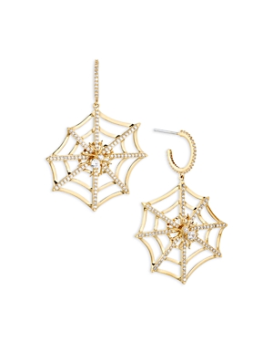 Nadri Ajoa By  Spooky Spider Web Drop Earrings In 18k Gold Plated