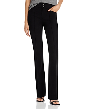 Shop Paige Naomi Seaming Detail Mid Rise Straight Leg Jeans In Black