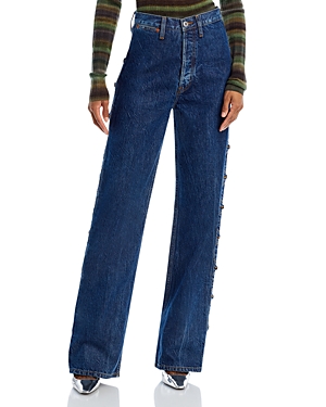 Re/Done Western High Rise Straight Leg Cotton Loose Jeans in Rusind