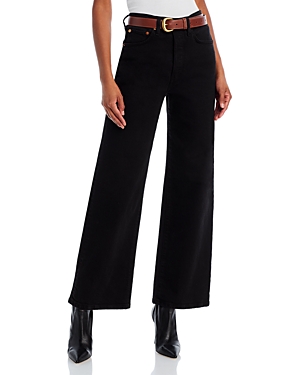 Re/Done High Rise Wide Leg Cropped Jeans in Black