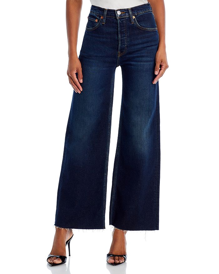 RE/DONE High Rise Wide Leg Cropped Jeans in Barely Worn | Bloomingdale's