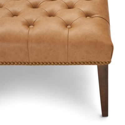 Heath Leather Tufted Square Ottoman