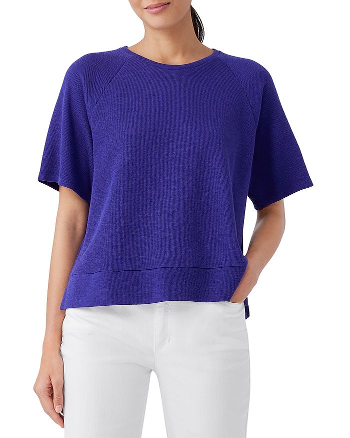 Eileen Fisher Cotton Ribbed Knit Top Bloomingdale's