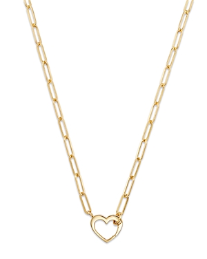 Moon & Meadow 14k Yellow Gold Heart Clasp Paperclip Link Collar Necklace, 18