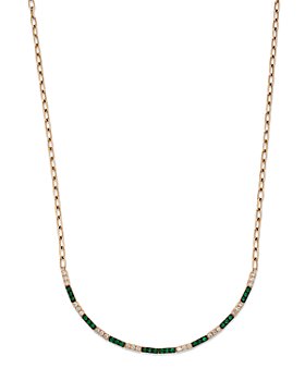 Bloomingdale's - Emerald & Diamond Curved Bar Necklace in 14K Yellow Gold, 17"