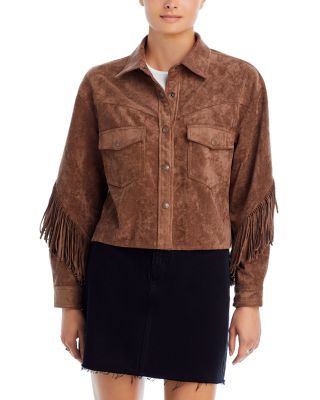 Faux Leather Fringe Trim Jacket