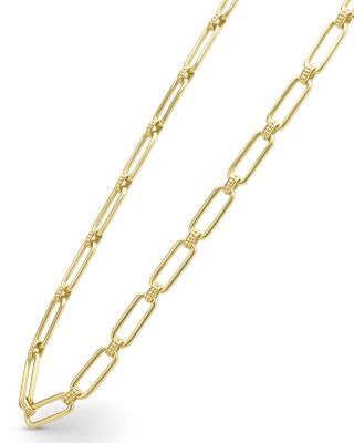 18K Yellow Gold Signature Caviar Polished & Bead Link Statement Necklace, 18"