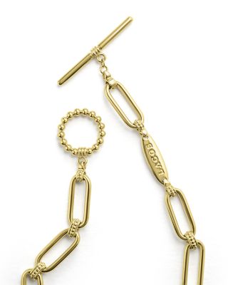 18K Yellow Gold Signature Caviar Polished & Bead Link Toggle Bracelet