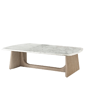 Theodore Alexander Repose Wooden Coffee Table With Marble Top In Gray Oak