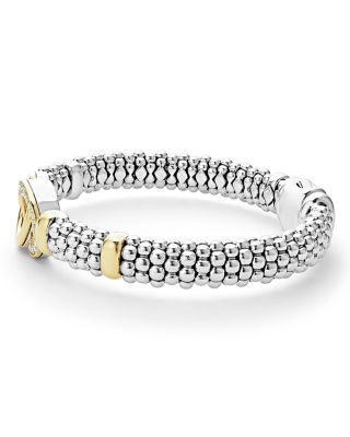 18K Yellow Gold & Sterling Silver Signature Caviar Diamond Interlocking Circle Beaded Bracelet