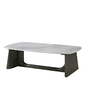 Theodore Alexander Repose Wooden Coffee Table With Marble Top In Charcoal Oak