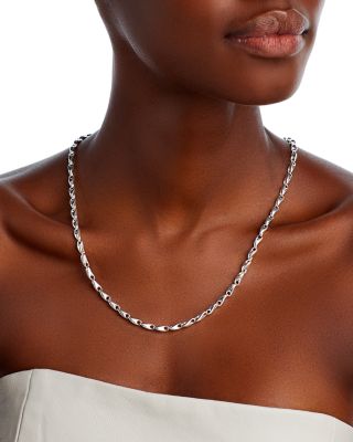 Sterling Silver Reflect Slim Link Statement Necklace, 21.65"