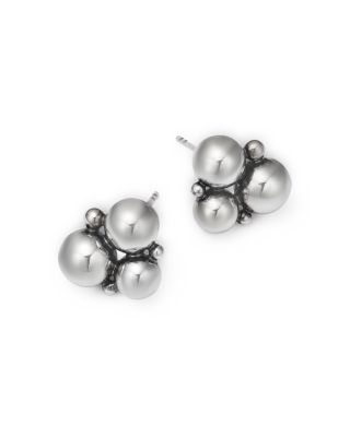 Sterling Silver Moonlight Grapes Ball Cluster Stud Earrings