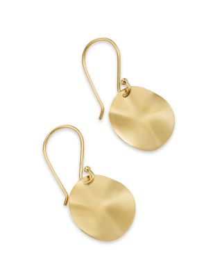 18K Gold Wavy Disc Earrings