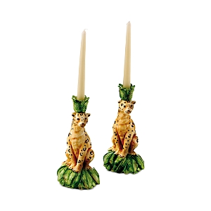 Les Ottomans Leopard Candlestick Holders, Set Of 2