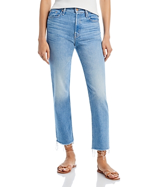 Shop Mother The Tomcat High Rise Ankle Fray Straight Leg Jeans In Kitty Corn