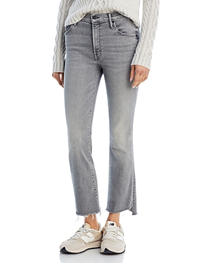 MOTHER THE INSIDER HIGH RISE CROP STEP FRAY BOOTCUT JEANS IN BARELY THERE