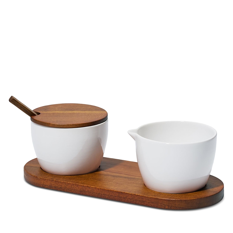 Nambe Duets Sugar And Creamer 4 Piece Set In Brown