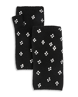 Carolyn Rowan Accessories Cashmere & Crystal Short Fingerless Gloves In Black