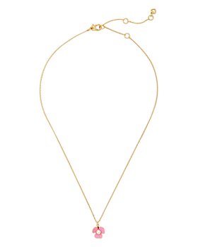 kate spade new york - Bouquet Toss Imitation Pearl Pink Flower Mini Pendant Necklace in Gold Tone, 16"-19"