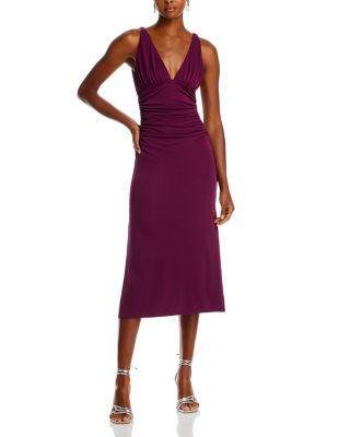 blue dress for baby girl Total Wine Ruched Midi Dress Burgundy Plus Size main image 1