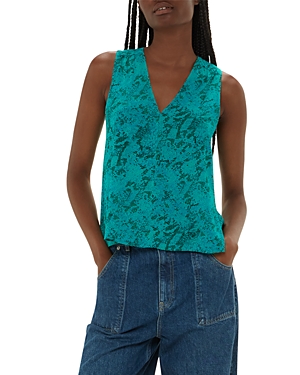 Whistles Sleeveless V Neck Top In Teal/multi