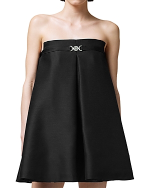Shop Versace Sculptural A Line Mini Dress In Black