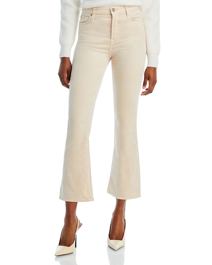 7 For All Mankind High Rise Cropped Kick Flare Jeans In Tapioca