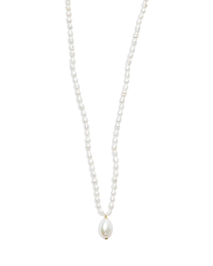 Argento Vivo Cultured Freshwater Pearl All Around Pendant Necklace In 18k Gold Plated Sterling Silver, 15.5-16.5 In White