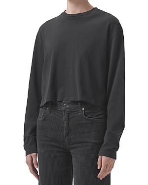 Shop Agolde Mason Cropped Long Sleeve Tee In Marker