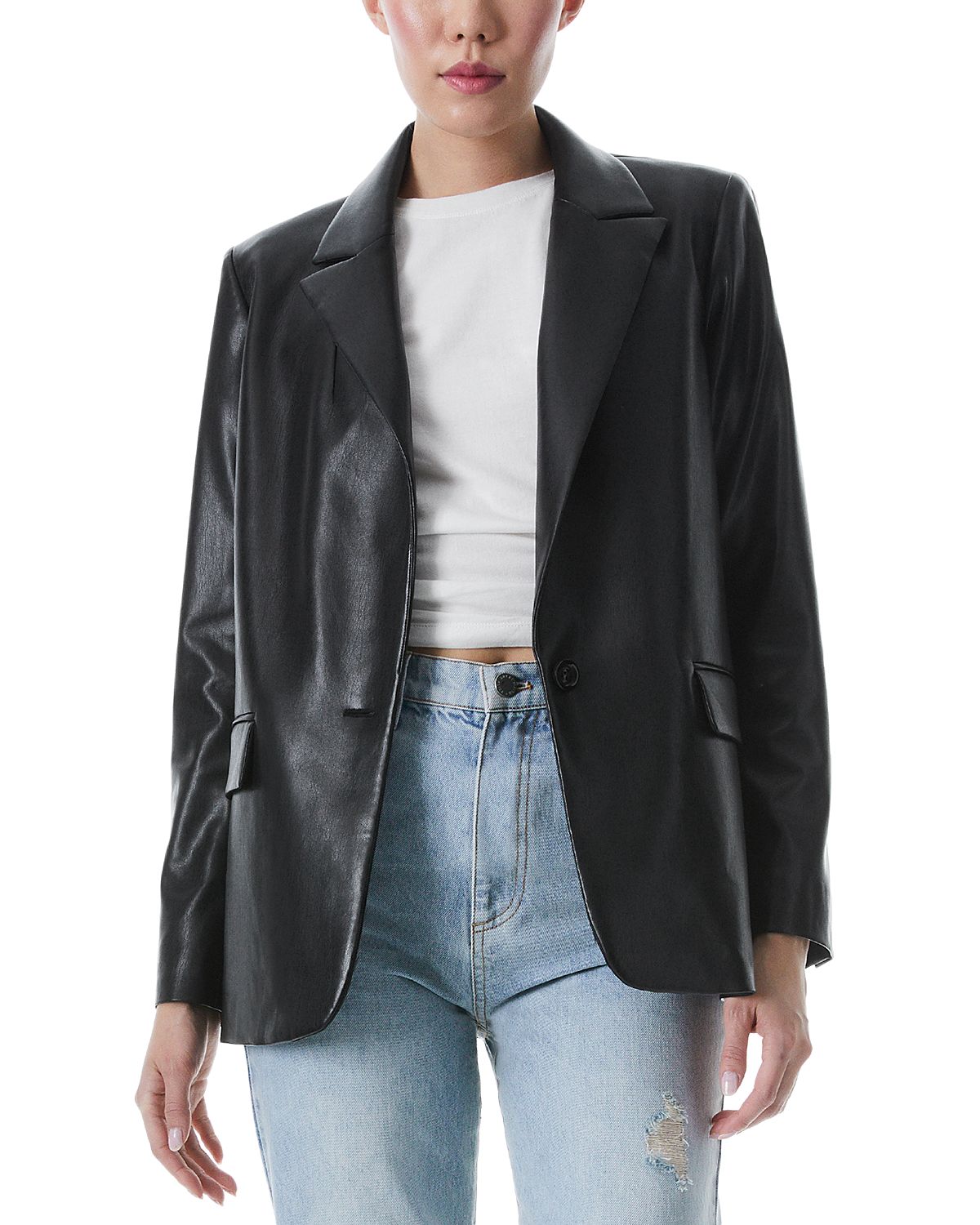 Alice and Olivia Denny Faux Leather Blazer