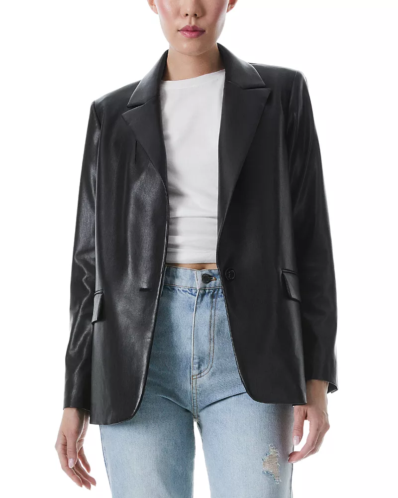 Alice and Olivia Denny Faux Leather Blazer