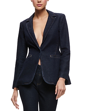 ALICE AND OLIVIA ALICE AND OLIVIA MACEY FITTED DENIM BLAZER