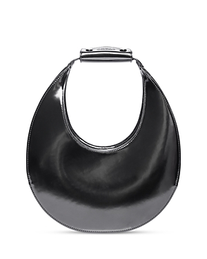 Shop Staud Moon Leather Tote In Black/silver