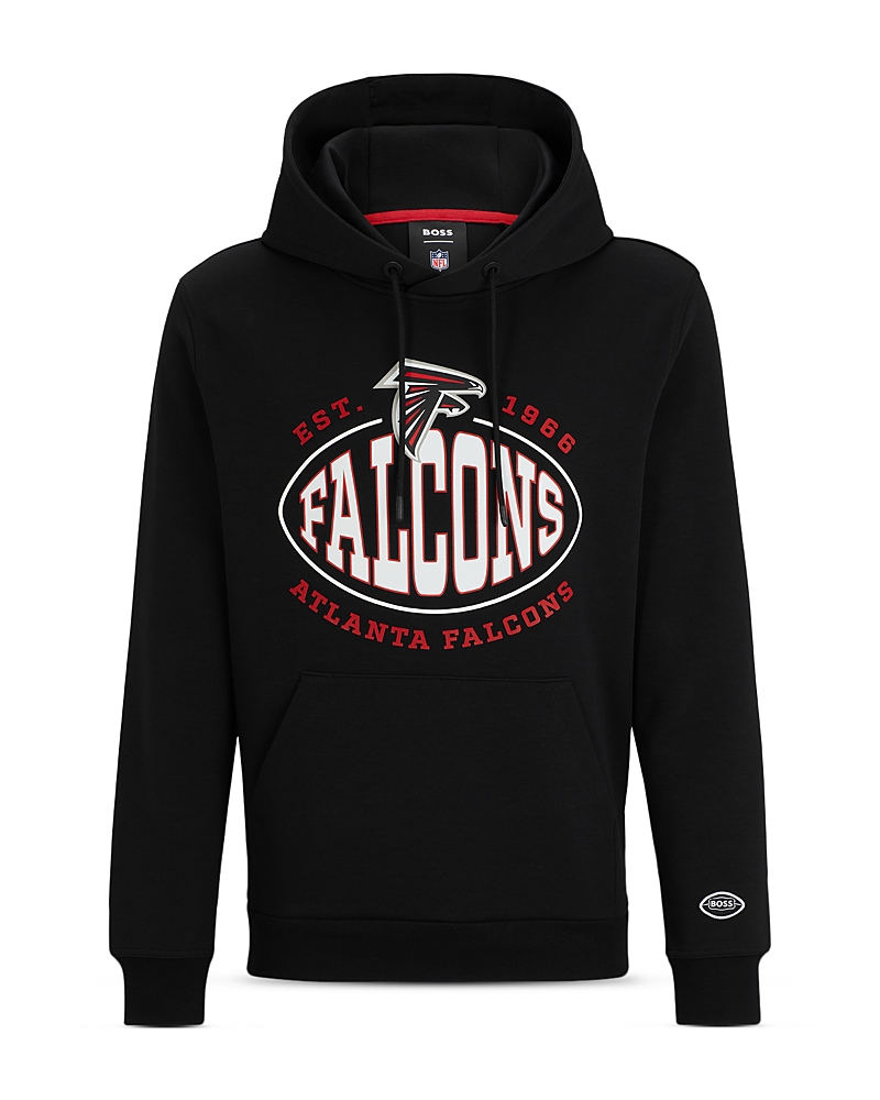 Hugo Boss Boss X Nfl Cotton-blend Hoodie With Collaborative Branding In Charcoal