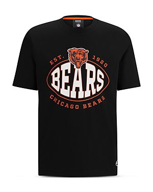 Shop Hugo Boss Nfl Chicago Bears Cotton Blend Graphic Tee In Charcoal