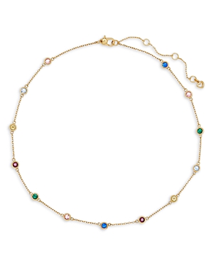 Kate Spade New York Set In Stone Multicolor Cubic Zirconia Station Necklace In Gold Tone, 16-19 In Multi/gold