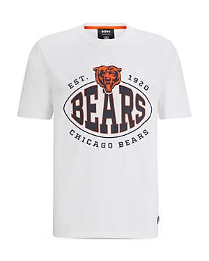 Shop Hugo Boss Nfl Chicago Bears Cotton Blend Graphic Tee In Open White