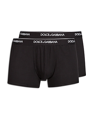Dolce & Gabbana Cotton Blend Logo Waistband Regular Fit Boxer Briefs, Pack of Two