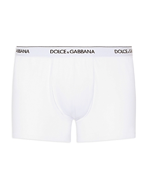 DOLCE & GABBANA COTTON BLEND LOGO WAISTBAND REGULAR FIT BOXER BRIEFS, PACK OF TWO