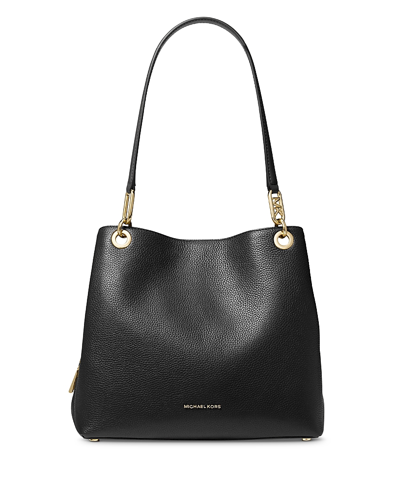 Michael Kors Michael Kensington Large Leather Shoulder Tote In Black